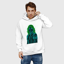 Толстовка оверсайз мужская Билли Айлиш из неоновых линий, цвет: белый — фото 2