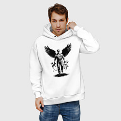 Толстовка оверсайз мужская Крылатый мастер с инструментами, цвет: белый — фото 2