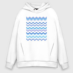 Толстовка оверсайз мужская Зигзаги - волны, цвет: белый