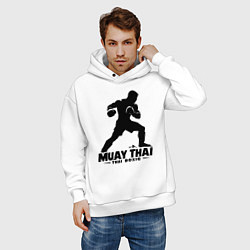 Толстовка оверсайз мужская Муай Тай сила и мощь тайского бокса, цвет: белый — фото 2