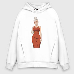 Толстовка оверсайз мужская Dandadan Seiko в платье, цвет: белый