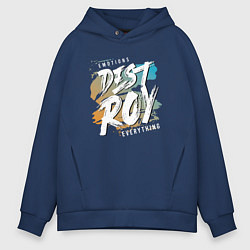 Толстовка оверсайз мужская Its destroy, цвет: тёмно-синий