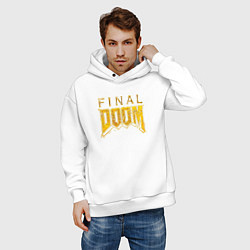 Толстовка оверсайз мужская Doom final gold logo, цвет: белый — фото 2