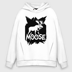 Толстовка оверсайз мужская Мощь лося, цвет: белый