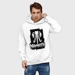 Толстовка оверсайз мужская Мамонт в стиле граффити, цвет: белый — фото 2