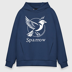 Толстовка оверсайз мужская Воробей в полёте, цвет: тёмно-синий