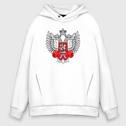 Толстовка оверсайз мужская Федерация бокса России - логотип, цвет: белый