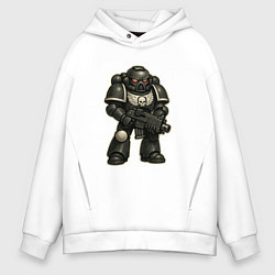 Толстовка оверсайз мужская Космодесантник в темной броне, цвет: белый