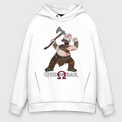 Толстовка оверсайз мужская Homer - god of bar, цвет: белый