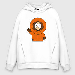 Толстовка оверсайз мужская Кенни машет рукой, цвет: белый