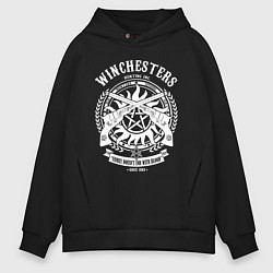 Толстовка оверсайз мужская Оберег и револьверы Винчестеров - Сверхъестественн, цвет: черный