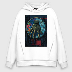 Толстовка оверсайз мужская Вещь - Уэнсдей, цвет: белый