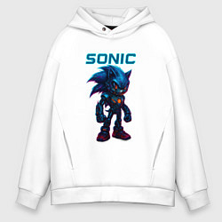 Толстовка оверсайз мужская Sonic cyberpunk, цвет: белый