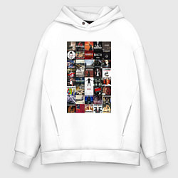 Толстовка оверсайз мужская Eminem - обложки, цвет: белый