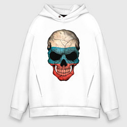 Толстовка оверсайз мужская Skull Russia, цвет: белый