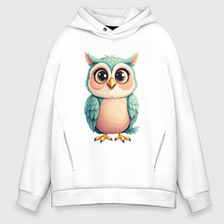 Толстовка оверсайз мужская Милый совенок, цвет: белый