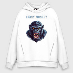 Толстовка оверсайз мужская Crazy gorilla, цвет: белый