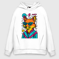 Толстовка оверсайз мужская Лиса поп арт, цвет: белый