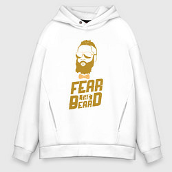 Толстовка оверсайз мужская Harden - fear the beard, цвет: белый