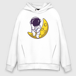 Толстовка оверсайз мужская Отдых на луне, цвет: белый