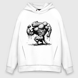 Толстовка оверсайз мужская Капибара бодибилдер, цвет: белый