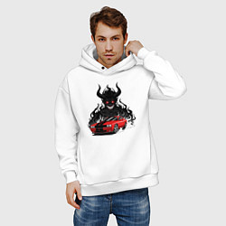 Толстовка оверсайз мужская Dodge - Demon SRT, цвет: белый — фото 2