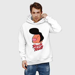 Толстовка оверсайз мужская Логотип rock n roll мем, цвет: белый — фото 2