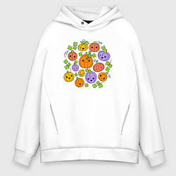 Толстовка оверсайз мужская Тыковки на хэллоуин, цвет: белый