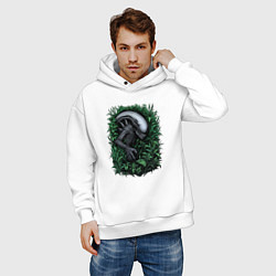 Толстовка оверсайз мужская Ксеноморф в зарослях, цвет: белый — фото 2