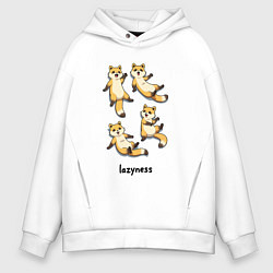 Толстовка оверсайз мужская Ленивые еноты, цвет: белый