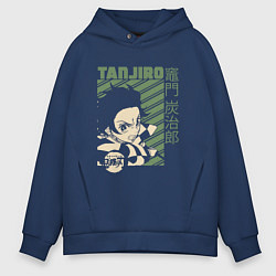 Толстовка оверсайз мужская Тандзиро Камадо клинок, цвет: тёмно-синий