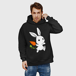 Толстовка оверсайз мужская Зайка с морковкой, цвет: черный — фото 2