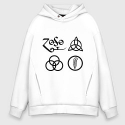 Толстовка оверсайз мужская Led Zeppelin: symbols, цвет: белый