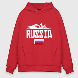 Толстовка оверсайз мужская Russia, цвет: красный