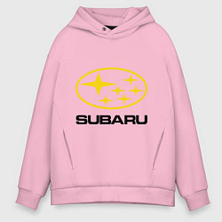 Толстовка оверсайз мужская Subaru Logo, цвет: светло-розовый