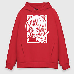 Толстовка оверсайз мужская Аниме позитив, цвет: красный