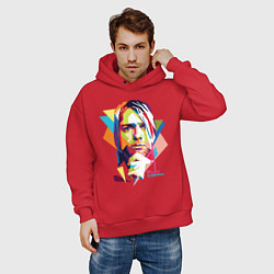 Толстовка оверсайз мужская Kurt Cobain: Colors, цвет: красный — фото 2