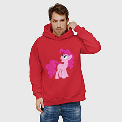 Толстовка оверсайз мужская Пони Пинки Пай, цвет: красный — фото 2