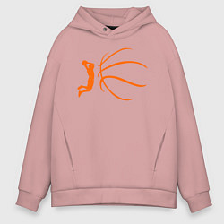 Толстовка оверсайз мужская Баскетбол - это моя жизнь, цвет: пыльно-розовый