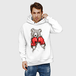 Толстовка оверсайз мужская Bear Boxing, цвет: белый — фото 2