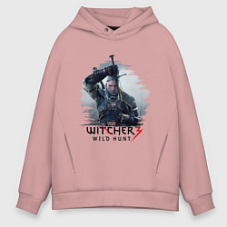 Толстовка оверсайз мужская The Witcher 3, цвет: пыльно-розовый
