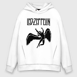 Толстовка оверсайз мужская Led Zeppelin Swan, цвет: белый