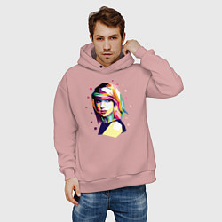 Толстовка оверсайз мужская Taylor Swift Art, цвет: пыльно-розовый — фото 2