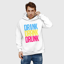 Толстовка оверсайз мужская Drink Drank Drunk, цвет: белый — фото 2