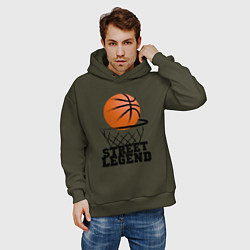 Толстовка оверсайз мужская Баскетбол, цвет: хаки — фото 2