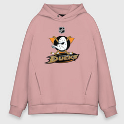 Толстовка оверсайз мужская NHL: Anaheim Ducks, цвет: пыльно-розовый