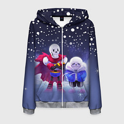 Толстовка 3D на молнии мужская Sans & Papyrus, цвет: 3D-меланж