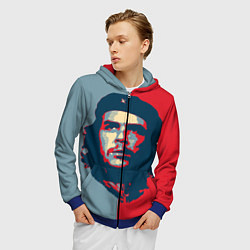 Толстовка 3D на молнии мужская Che Guevara, цвет: 3D-синий — фото 2