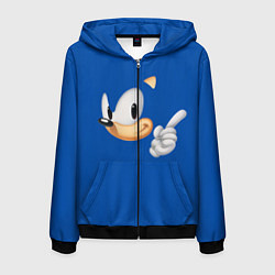 Толстовка 3D на молнии мужская Соник, цвет: 3D-черный
