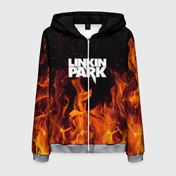 Толстовка 3D на молнии мужская Linkin Park: Hell Flame, цвет: 3D-меланж